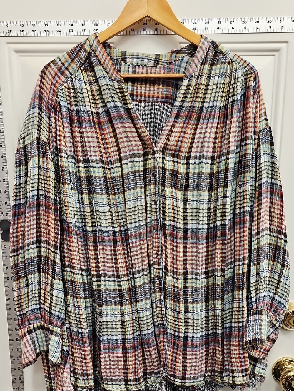Plaid, Multi-Color, Lightweight, Soft, Relax,  Women's, Handmade, Cardigan